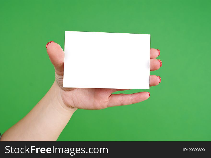 Empty white paper in hand isolated