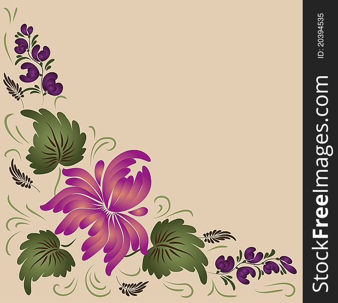 Flowers on a beige background - in the style of hand-painted. Basic elements are grouped.