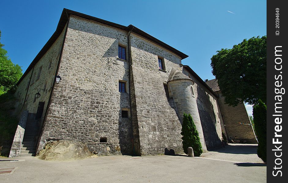 Back of the castel clermont builded on rock in french alps. Back of the castel clermont builded on rock in french alps