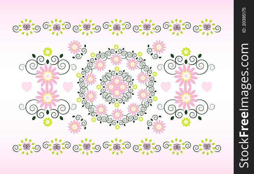 Horizontal Ornament With Flower