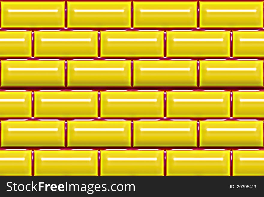 Raised / embossed yellow tiles with red grout