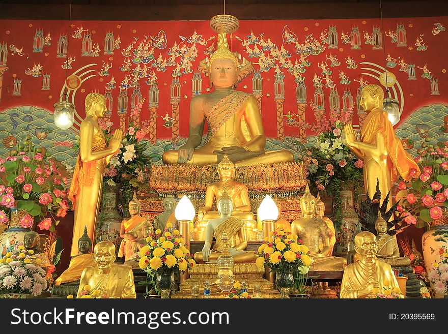 Statue of buddha in church at Wat Yai Chaimongkol,Thailand. Statue of buddha in church at Wat Yai Chaimongkol,Thailand.