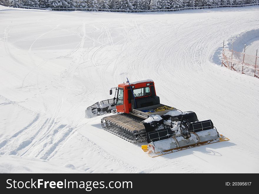 Snowcat Prepairing Runway