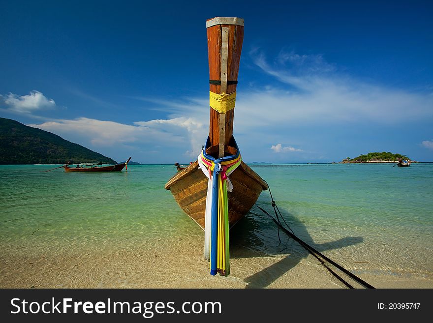 One boat on the sea in Southern of Thailand