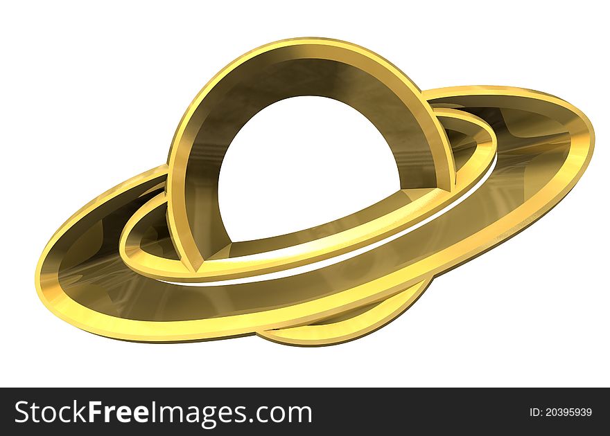 Saturn Platet Symbol In Gold - 3d Made