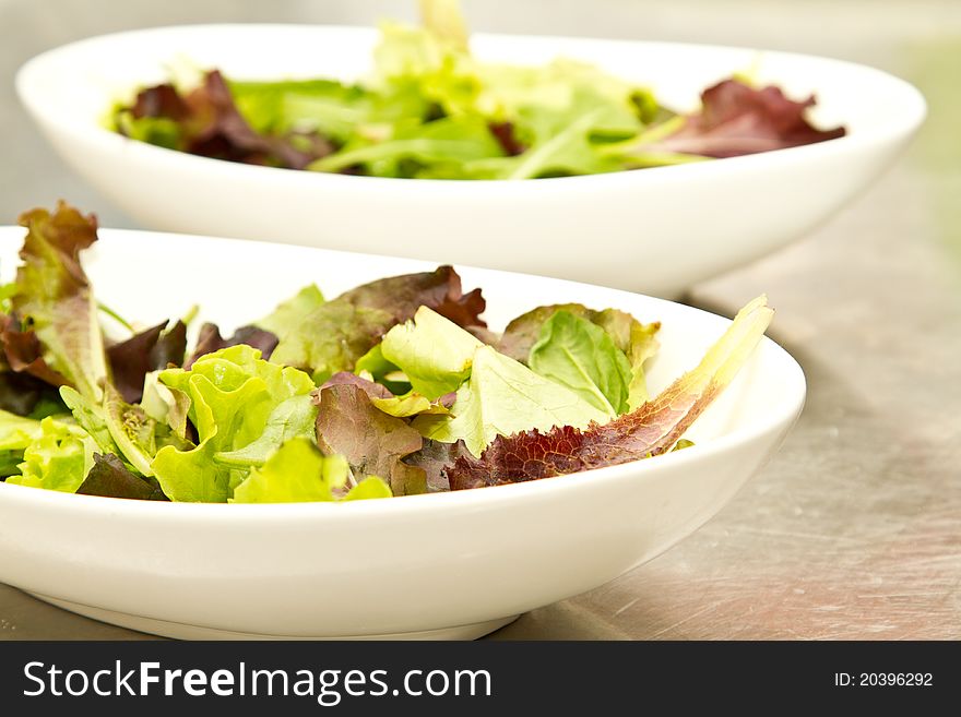 Fresh side salad with different types of lettuce
