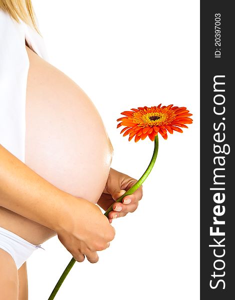 Pregnant woman with flower