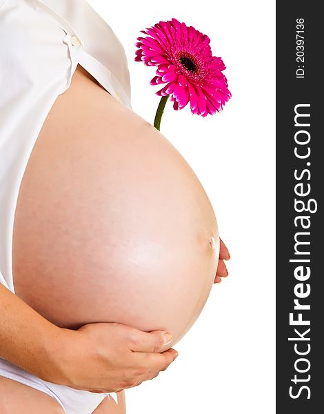 Pregnant woman with flower