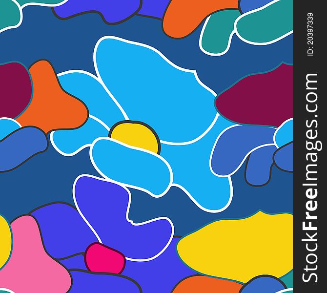 Abstract seamless texture with bright flowers
