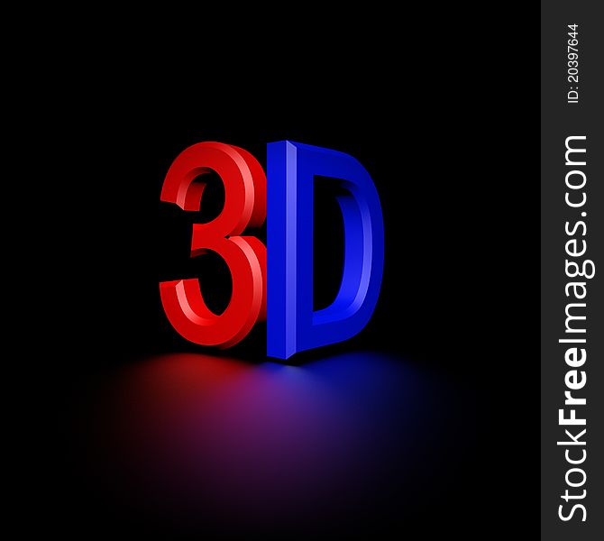 3d visual ilustration red and blue