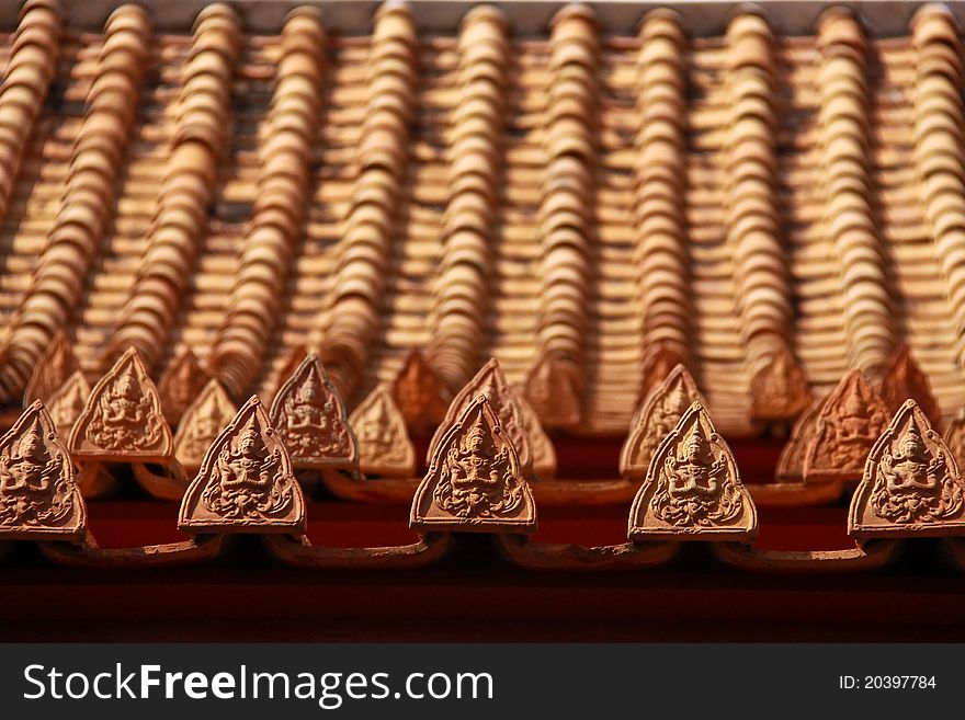 Detail Of Thai Earthenware Roof