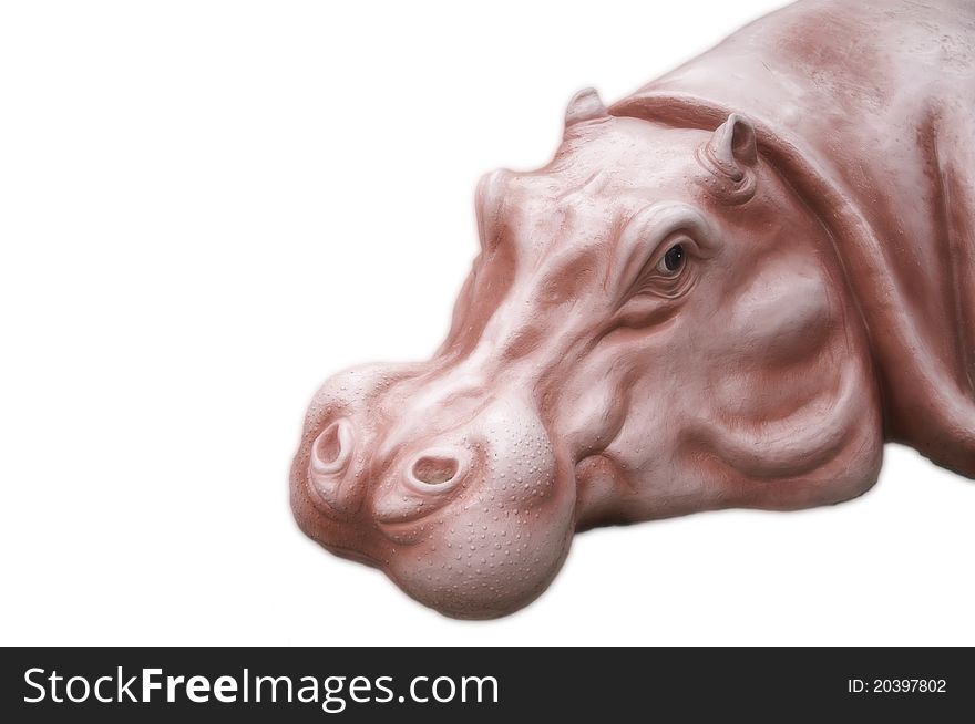 Pink hippopotamus statue  in sitting action