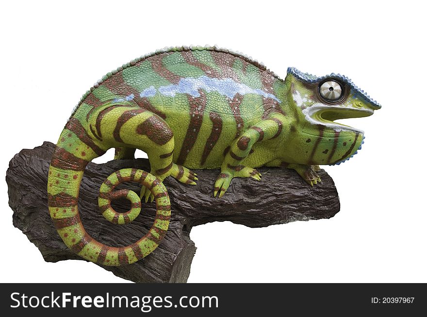 Chameleons statue in color full action