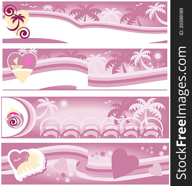 Summer beach collection of travel banners