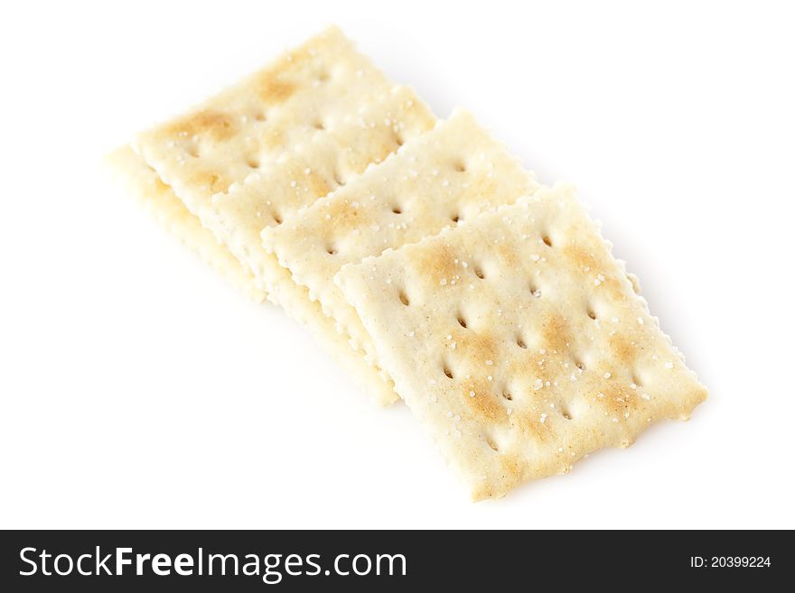 Brown Soda Crackers against a white background