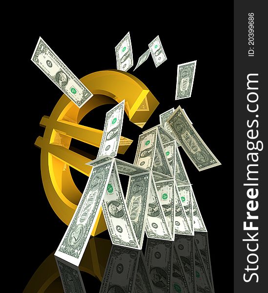 Euro symbol strikes dollar tower