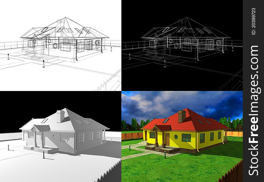 3d house project rendering, 3d project. 3d house project rendering, 3d project