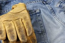 Jeans And Leather Glove Concept Royalty Free Stock Image Jeans And Leather Glove Concept Royalty Free Stock Image