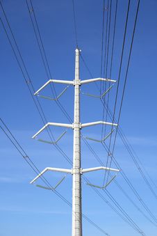White Electricity Pylon And Power Lines Royalty Free Stock Image White Electricity Pylon And Power Lines Royalty Free Stock Image
