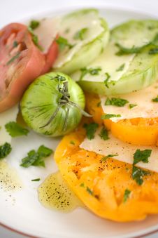 Sliced Heirloom Tomato Salad Stock Photos Sliced Heirloom Tomato Salad Stock Photos