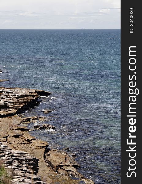 Rocky Coastline, Little Ocean Bay In Sydney On A Summer Day, Australia. Rocky Coastline, Little Ocean Bay In Sydney On A Summer Day, Australia