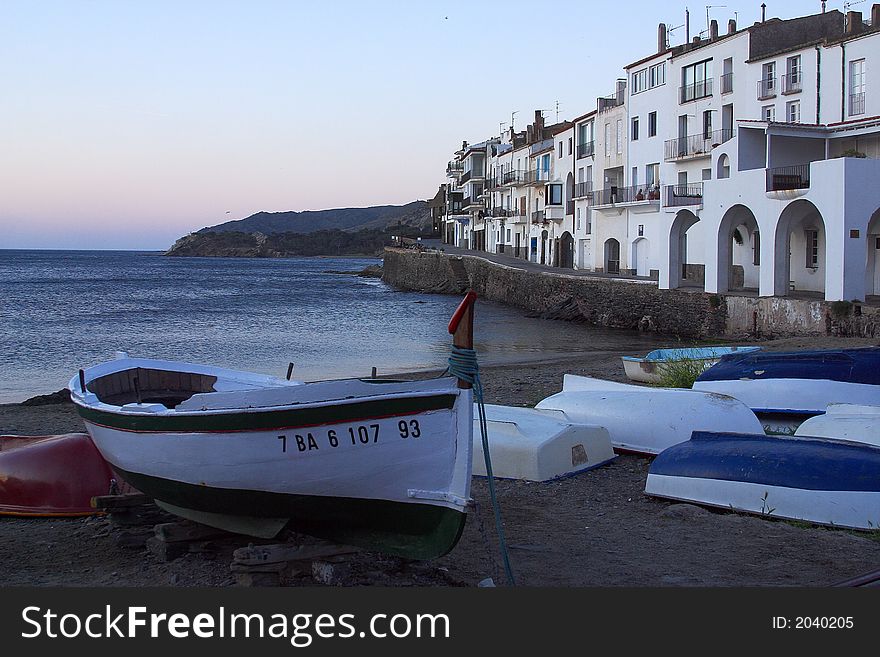 Silent morning hours in the town of Cadaques, Catalonia, Spain, Europe. Silent morning hours in the town of Cadaques, Catalonia, Spain, Europe