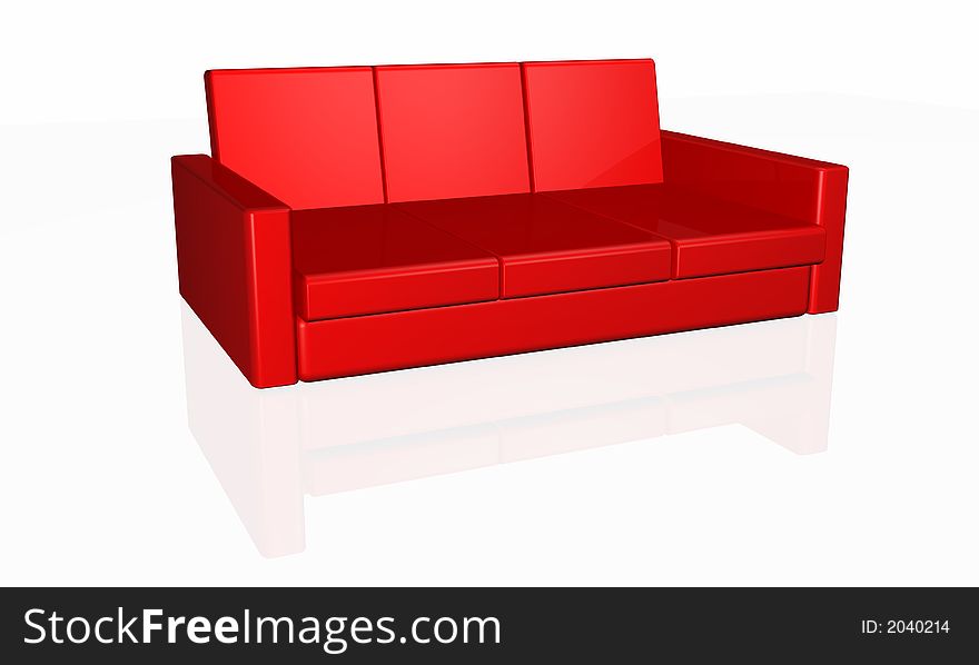 Model of a sofa on a white background 3D. Model of a sofa on a white background 3D