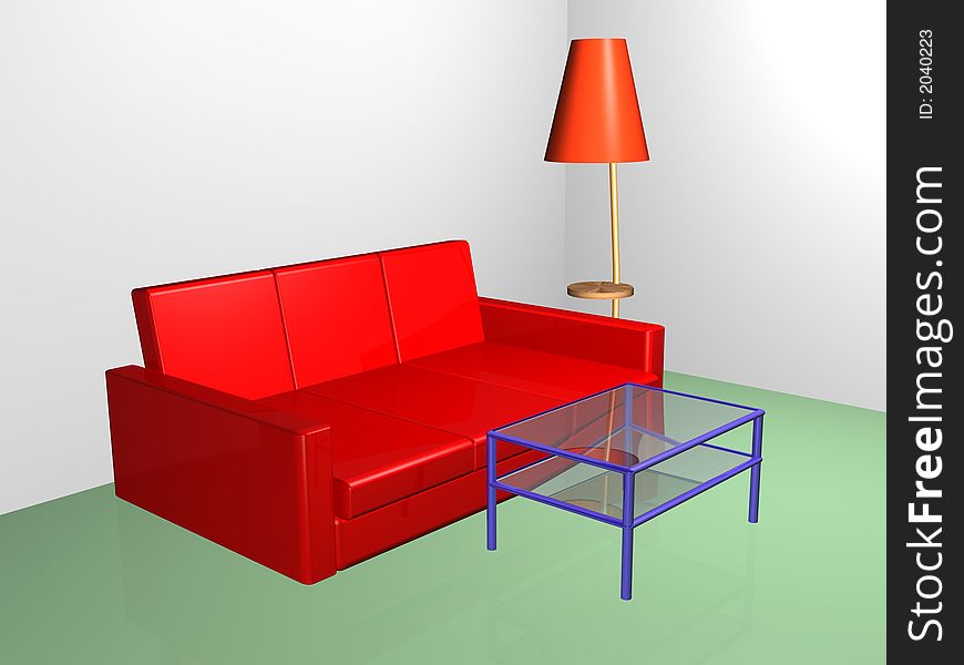 Model of a sofa on a white background 3D. Model of a sofa on a white background 3D