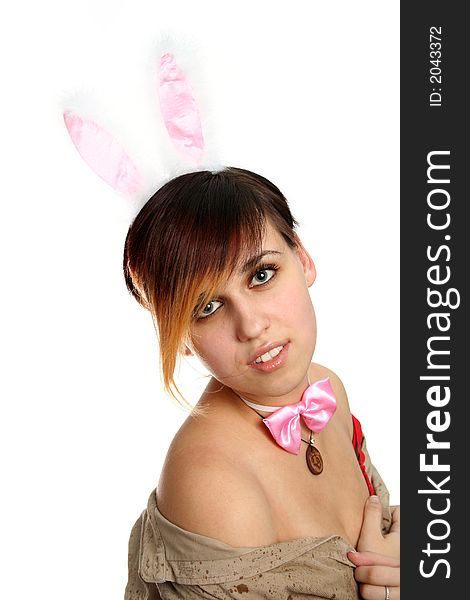 The Young Bunny Girl With Pink Rabbit Ears