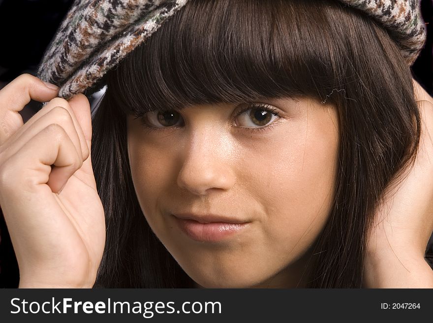 Cute Young Girl With Hat