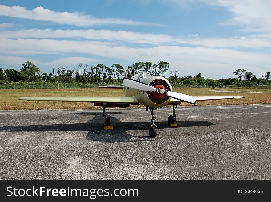 Front view of soviet made acrobatic airplane. Front view of soviet made acrobatic airplane