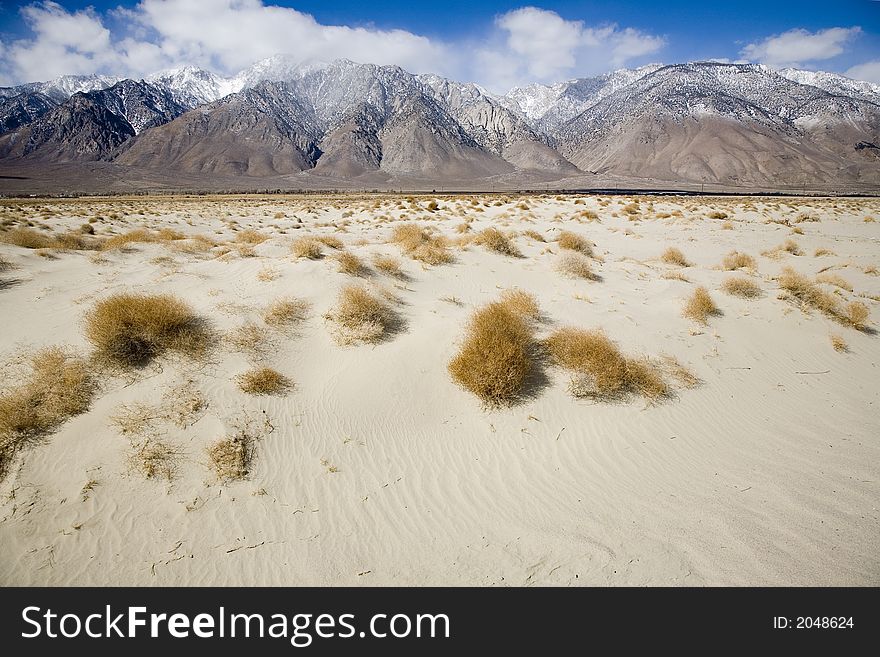 Shot of a sand dune near Death Valley in California.