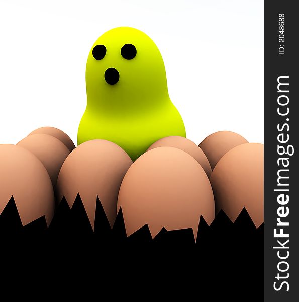 A image of some eggs and a chick, this image is suitable for images relating to Easter and food. A image of some eggs and a chick, this image is suitable for images relating to Easter and food.