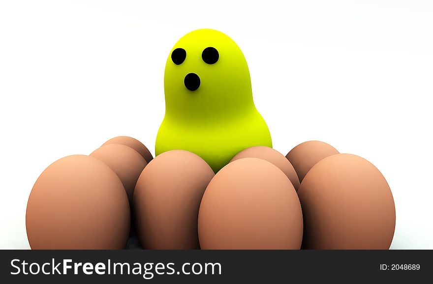 A image of some eggs and a chick, this image is suitable for images relating to Easter and food. A image of some eggs and a chick, this image is suitable for images relating to Easter and food.