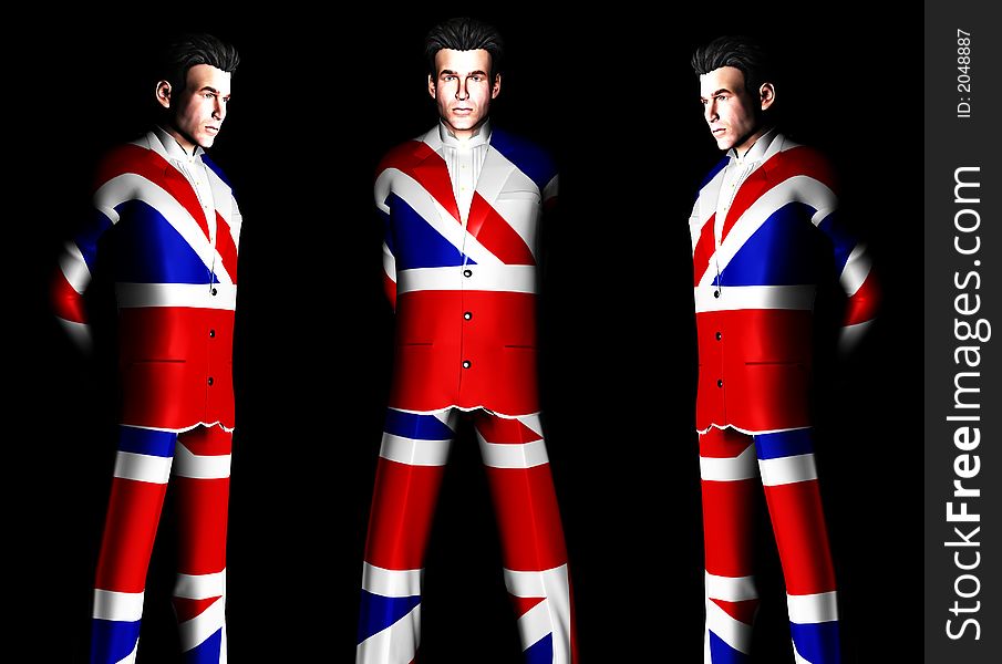 A set of men with the Union Jack flag on their clothing, its the flag of Great Britain. A set of men with the Union Jack flag on their clothing, its the flag of Great Britain.