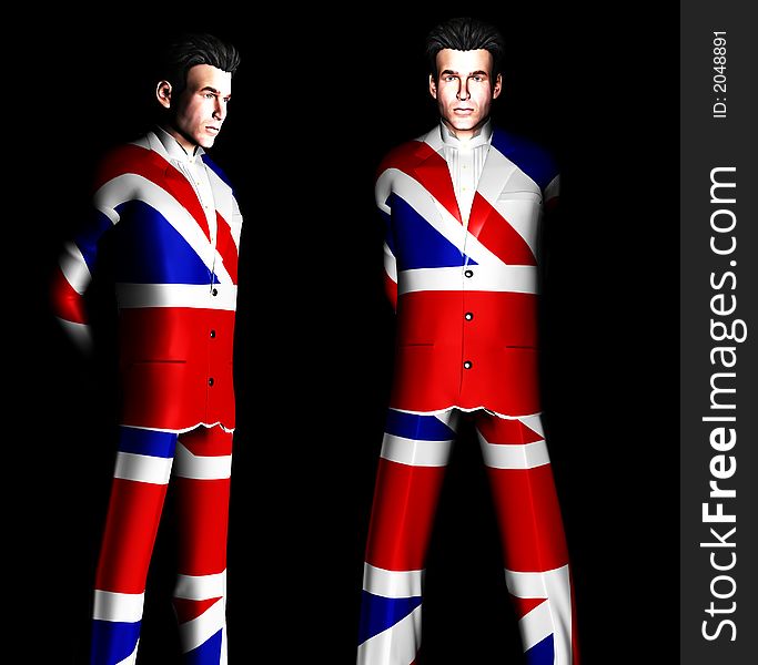 A set of men with the Union Jack flag on their clothing, its the flag of Great Britain. A set of men with the Union Jack flag on their clothing, its the flag of Great Britain.