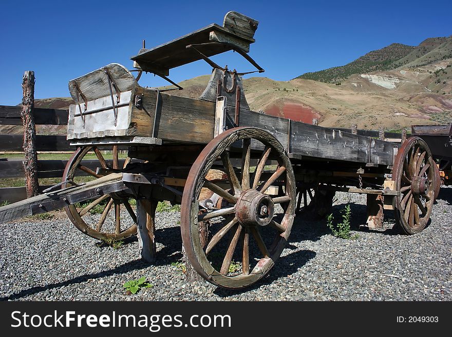 An old wagon from the Oregon Trail. An old wagon from the Oregon Trail