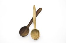 Two Wooden Spoons On The White Background Stock Photos Two Wooden Spoons On The White Background Stock Photos