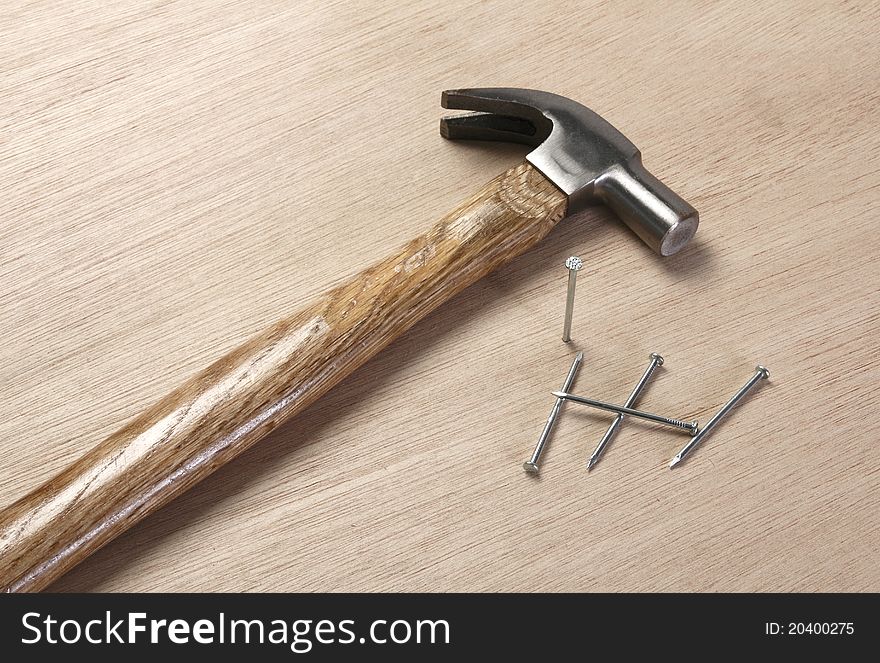 Vintage Hammer With Nails