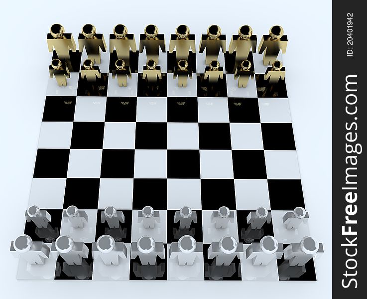 3d people in game chess board for teamwork. 3d people in game chess board for teamwork.