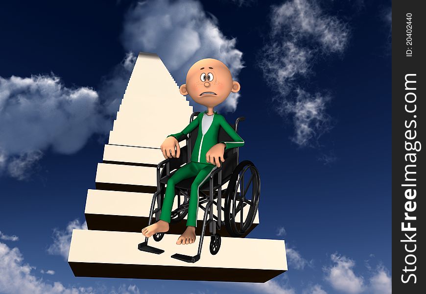 Concept image about discrimination against people in wheelchairs. Concept image about discrimination against people in wheelchairs.