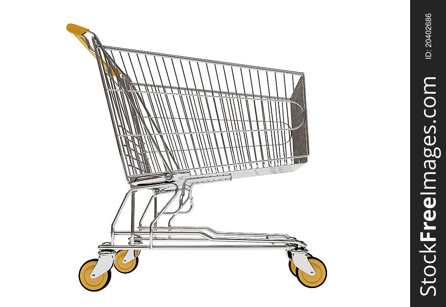 Shopping carts on wheels is isolated on a white background. Shopping carts on wheels is isolated on a white background