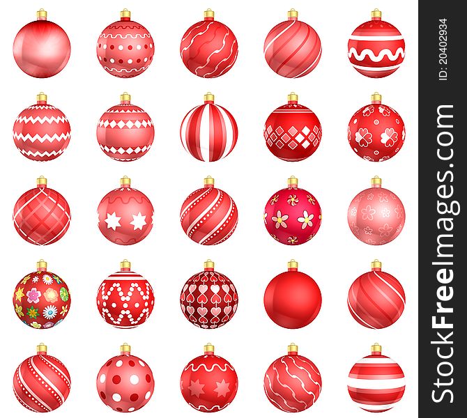 Red Christmas Baubles Big Back 25