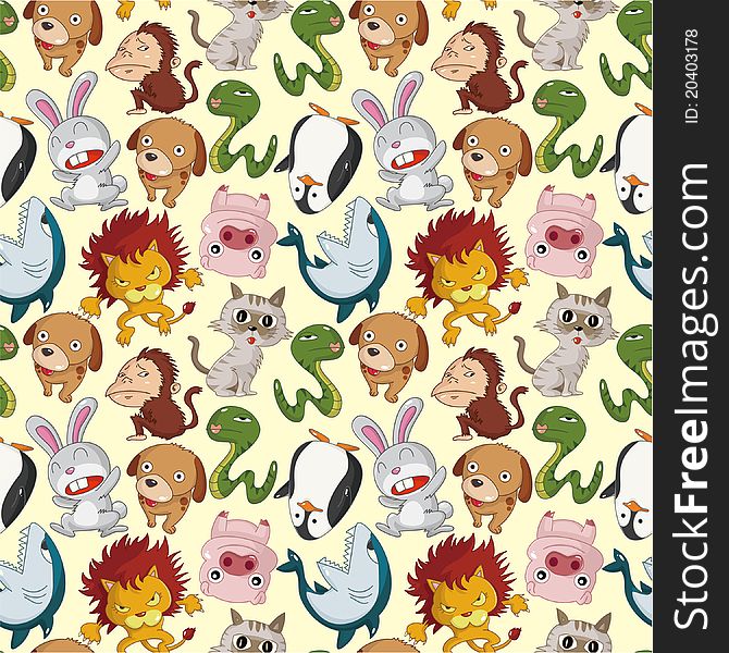 Cartoon animal seamless pattern