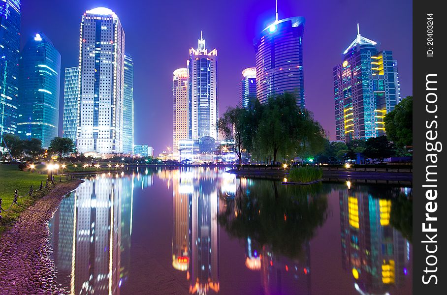 The night view of the lujiazui financial centre in shanghai china. The night view of the lujiazui financial centre in shanghai china.