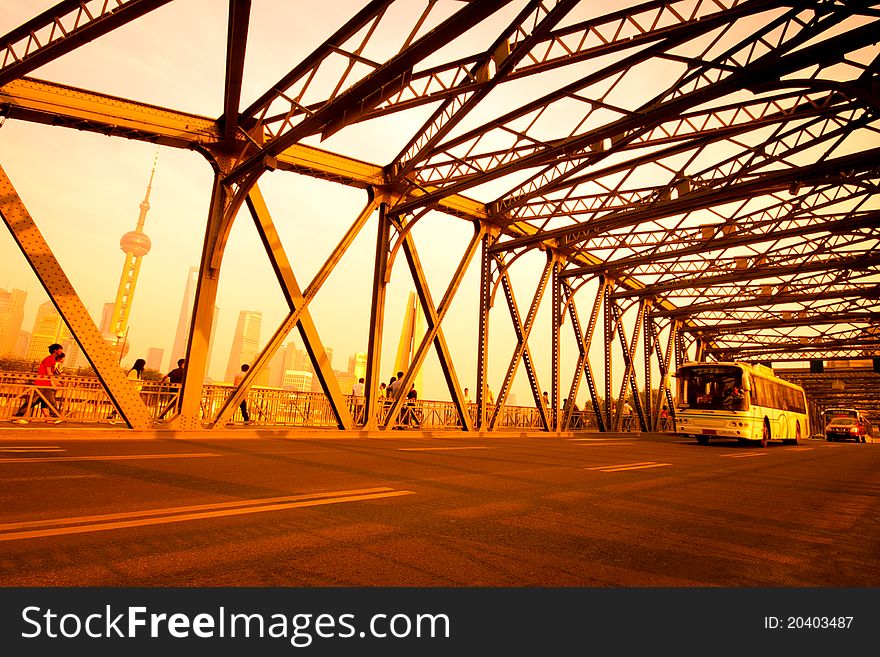Evening Bridge in Shanghai, China