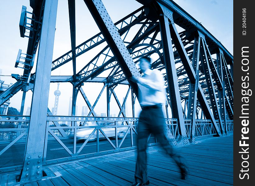 Evening Bridge in Shanghai, China