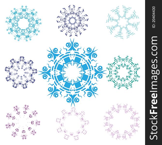 Collection of isolated snowflakes, illustration, eps10. Collection of isolated snowflakes, illustration, eps10