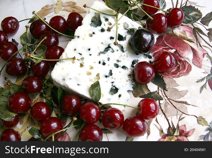 Cherry And Roquefort Cheese
