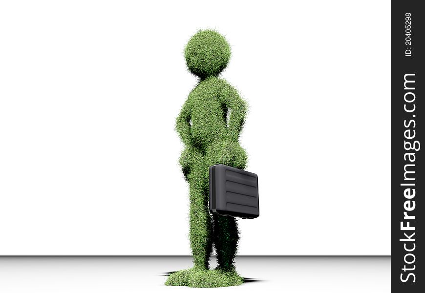 Grass man isolated on white background